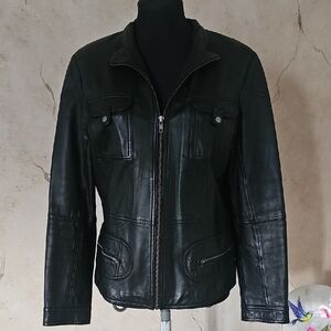 Cuero Black Leather Moto Jacket Women's Size Small